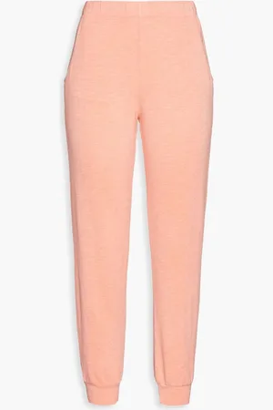 MONROW Cropped mélange French terry track pants - Orange