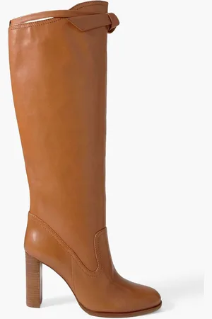 ALEXANDRE BIRMAN Clarita Saddlery bow-detailed leather knee boots - Brown