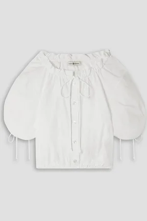 Tory Burch Gathered cotton-poplin blouse