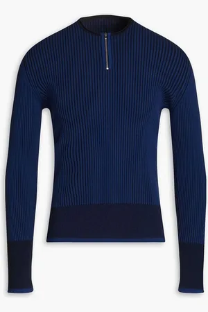 Jacquemus La Maille ribbed-knit half-zip sweater - Blue