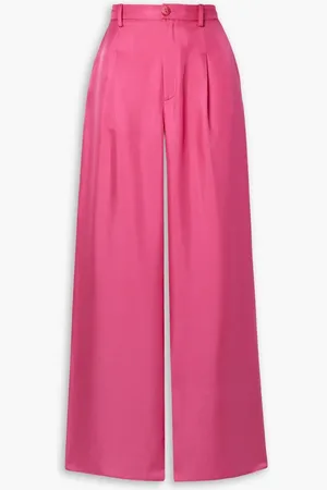 LAPOINTE Pleated silk-twill wide-leg pants