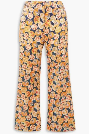 SALONI Capri Flute printed stretch-silk twill straight-leg pants