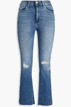 DL1961 Bridget distressed high-rise bootcut jeans - Blue