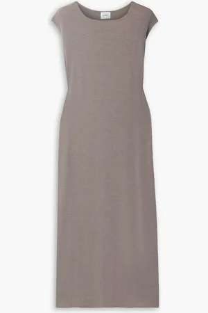 Leset Lauren tie-detailed brushed-knit midi dress - Neutral