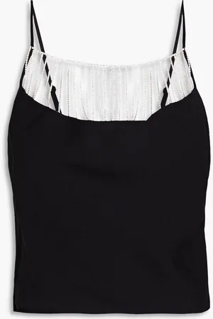 Nicholas Cropped crystal-embellished crepe top