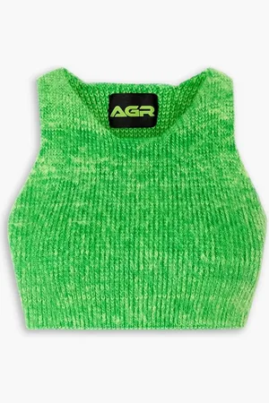 AGR Cropped brushed cotton-blend tank - Green