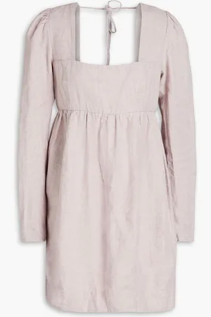 Ganni Gathered hemp mini dress - Purple