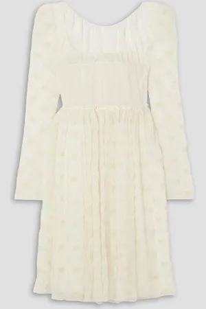 Chloé Embroidered silk-chiffon and georgette dress - White