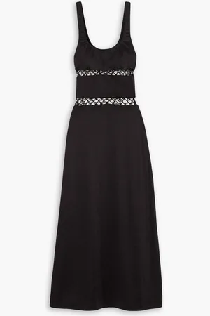 Leslie Amon Donatella crochet-trimmed stretch-jersey maxi dress