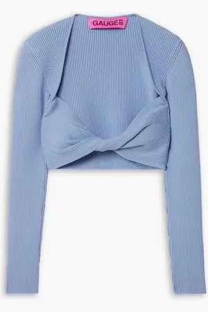 GAUGE81 Lifa cropped twisted ribbed merino wool-blend top - Blue