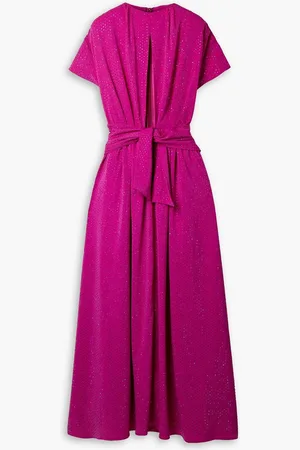 Christopher John Rogers Cutout tie-front crystal-embellished stretch-crepe gown - Purple