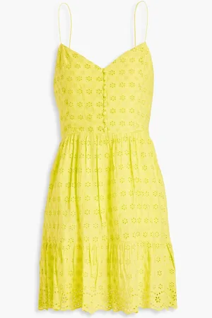 ALICE+OLIVIA Alice Olivia - Fae gathered broderie anglaise mini dress - Yellow