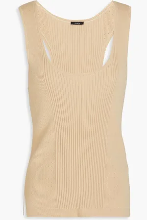 Joseph Pointelle-trimmed ribbed-knit tank - Neutral