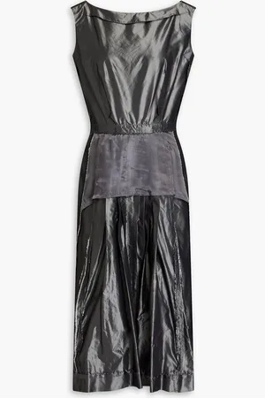 Maison Margiela Pleated silk-taffeta midi dress - Gray