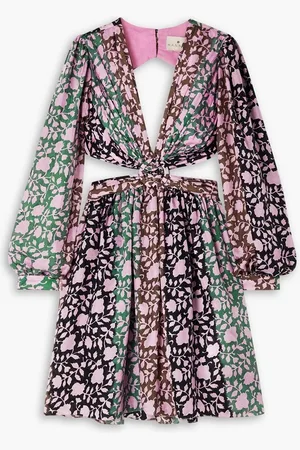 Cubus Mia cutout floral-print silk-habotai mini dress - Purple