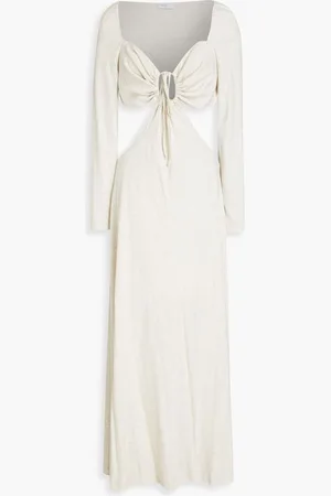 ROSETTA GETTY Mélange cutout cotton-jersey maxi dress - Gray