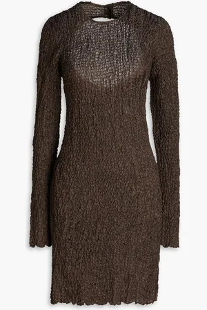 Samsøe Samsøe Bianca cutout shirred satin mini dress - Brown