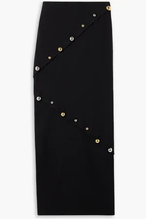 A.W.A.K.E. MODE Octopus button-embellished ribbed wool-blend maxi skirt