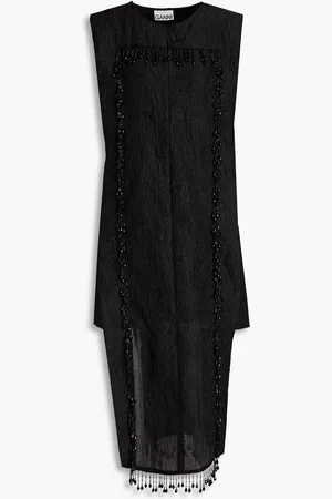 Ganni Layered embellished cloqué mini dress
