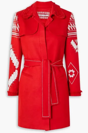 Rue Mariscal Belted embroidered cotton trench coat