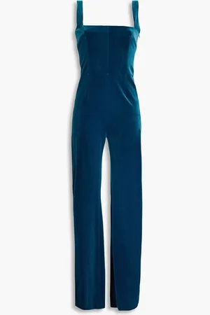 GALVAN Vesper velvet jumpsuit - Blue