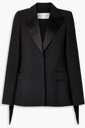 Michael Kors Satin-trimmed fringed crepe blazer