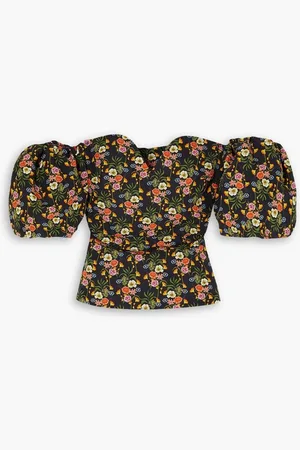 Borgo De Nor Alma off-the-shoulder floral-print twill top
