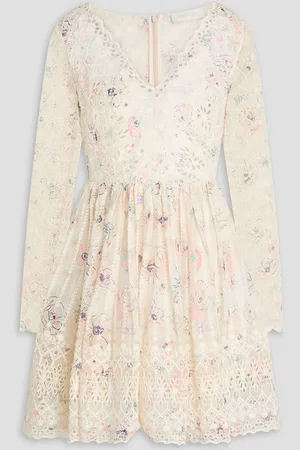 ZIMMERMANN Floral-print broderie anglaise cotton mini dress - White