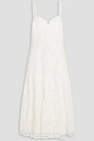 Farm Rio Broderie anglaise cotton midi dress - White