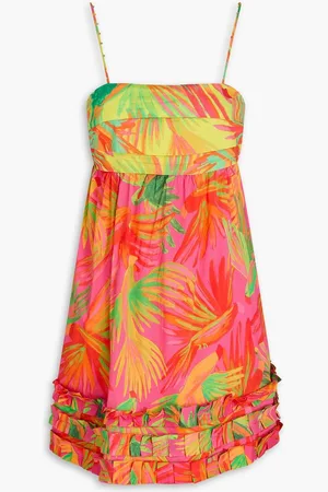 Farm Rio Ruffled printed cotton-mousseline mini dress