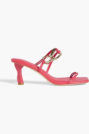AJE Fondation 2 chain-embellished leather mules - Pink