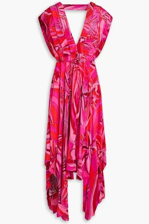 Farm Rio Cutout printed satin midi dress - Pink