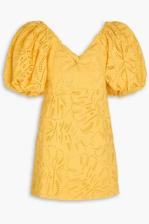 Farm Rio Twisted broderie anglaise cotton mini dress
