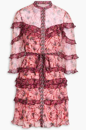SALONI Tasha ruffled floral-print silk-chiffon mini dress
