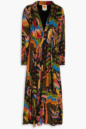 Farm Rio Draped printed crepe midi dress