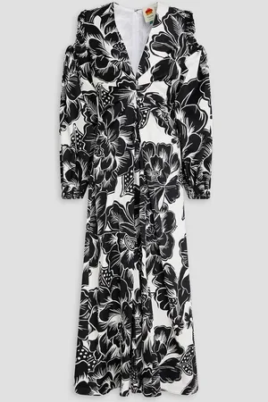 Farm Rio Cold-shoulder floral-print cotton-sateen midi dress