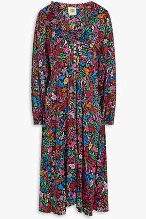 Farm Rio Floral-print twill midi dress
