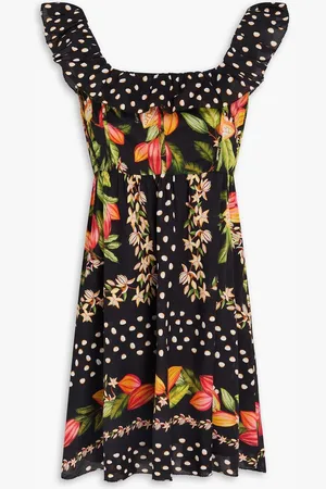 Farm Rio Ruffled printed cotton-mousseline mini dress