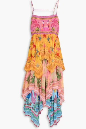 Farm Rio Tiered printed georgette midi dress
