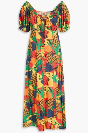 Farm Rio Printed crepe midi dress