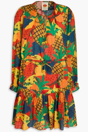 Farm Rio Printed Swiss-dot cotton mini dress