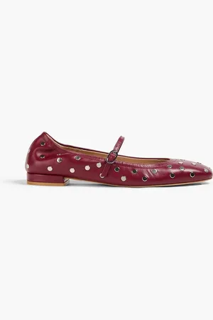 Stuart Weitzman Studded leather Mary Jane flats