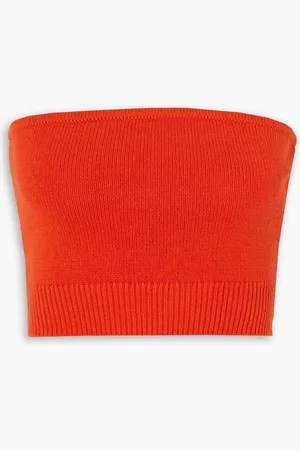 Reformation Elisa strapless cropped cotton top - Orange
