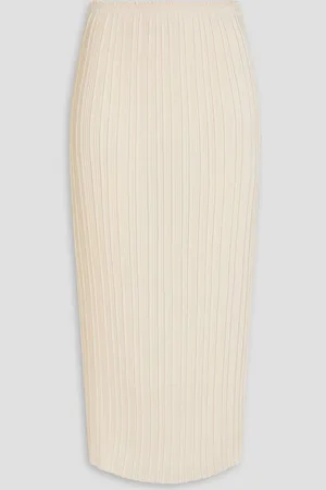 Vince Plissé-satin midi pencil skirt - White