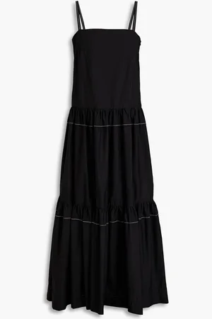 ROSETTA GETTY Gathered cotton-poplin midi dress