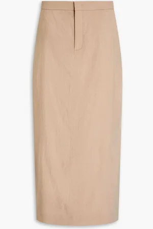 Vince Linen-blend midi skirt - Neutral