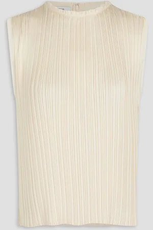 Vince Plissé-satin top - White