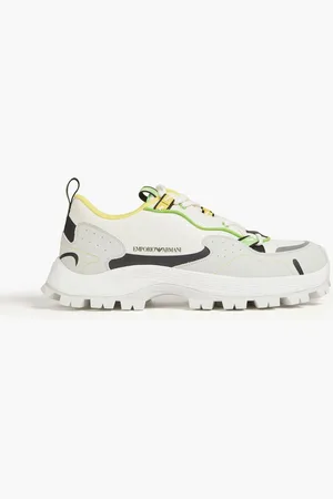 Emporio Armani Color-block ripstop and mesh sneakers - Gray