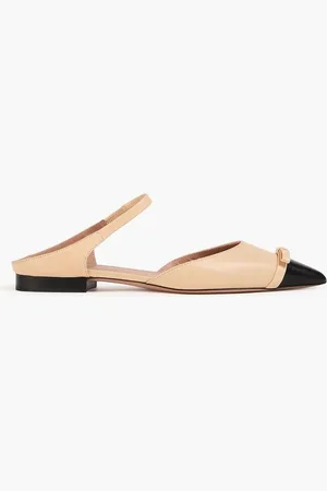 MALONE SOULIERS Blythe bow-detailed leather slippers - Neutral