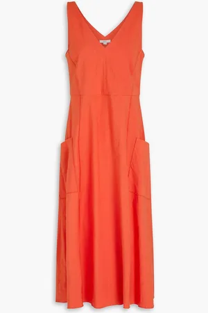 Vince Linen-blend midi dress - Red